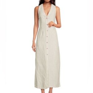 ONIA Striped Linen Blend Midi Dress - Small